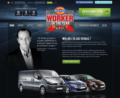 Screenshot of the Dickies Worker of the Year website